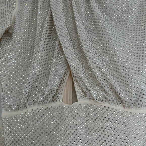 NWT Self-Portrait Embellished Mini Dress Cut-out Front Rhinestone Feather Trim - Picture 8 of 12